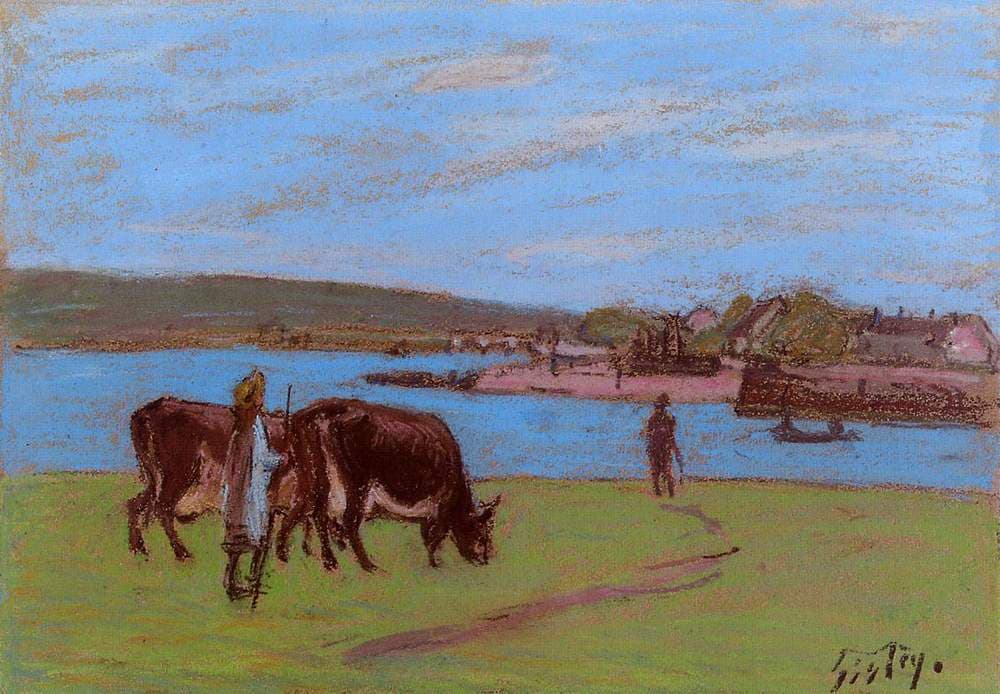 Pasture by the Seine — Alfred Sisley