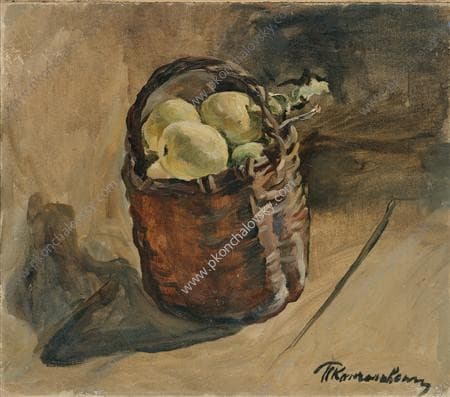 Still Life. Basket of apples on the floor. — Pyotr Konchalovsky
