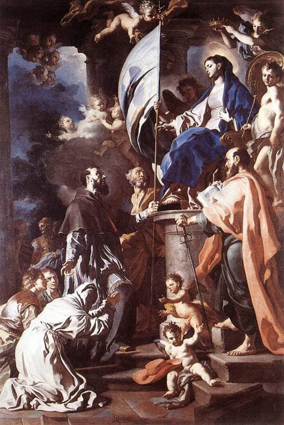 St. Bonaventura Receiving the Banner of St. Sepulchre from the Madonna — Francesco Solimena