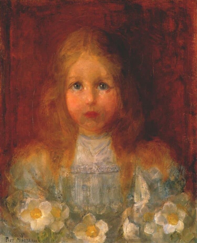 Portrait of a Girl with Flowers — Piet Mondrian