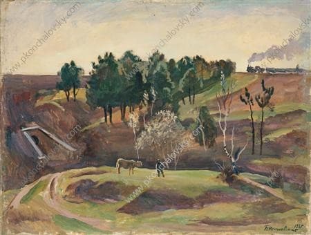 Landscape with the railway — Pyotr Konchalovsky