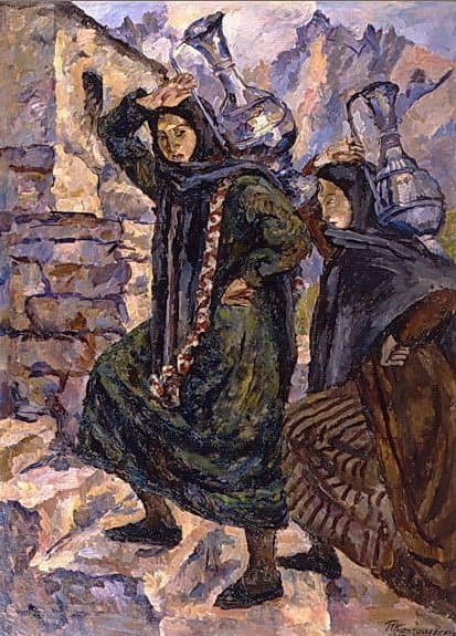 Two Georgians with pitchers ('Every day to light Aragvi') — Pyotr Konchalovsky