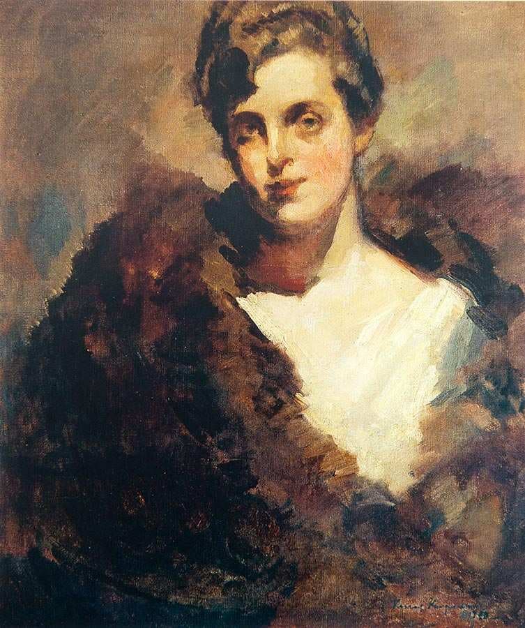 The portrait of Mariinsky Theatre singer Vera Aleekseevna Dorofeeva — Konstantin Korovin