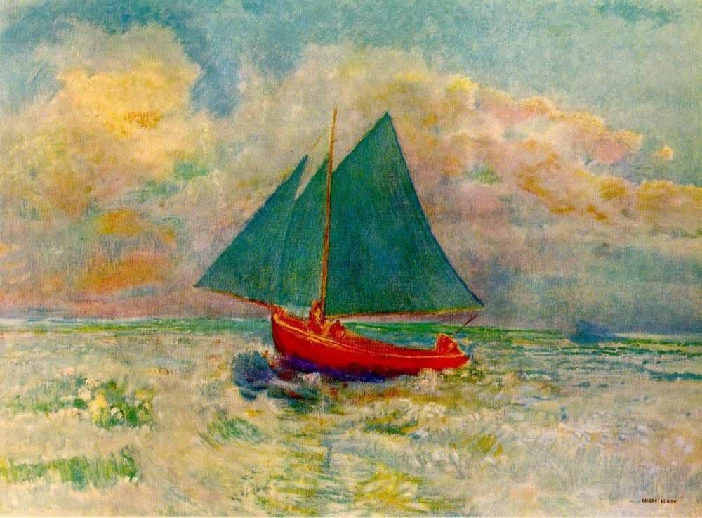 Red Boat with Blue Sails — Odilon Redon
