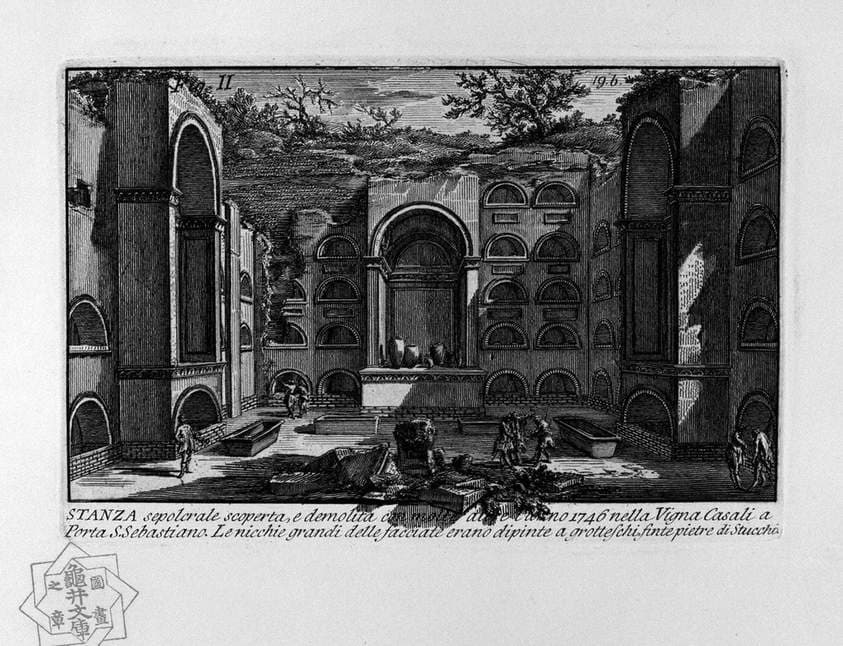 The Roman antiquities, t. 1, Plate XVIII. Tomb near Porta San Sebastiano. — Giovanni Battista Piranesi