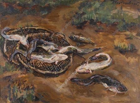 Still Life. Burbot in the ground. — Pyotr Konchalovsky