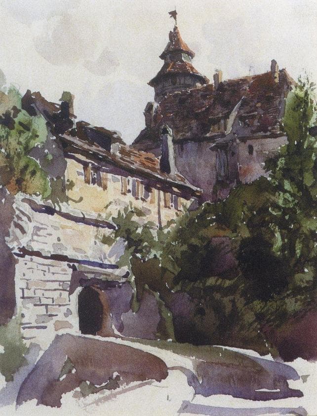 Corner of the medieval city with a wall — Vasily Polenov