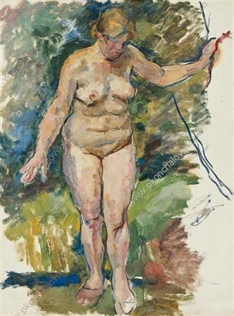 Nude on a background of green. Sketch for painting 'Woman at the creek' — Pyotr Konchalovsky