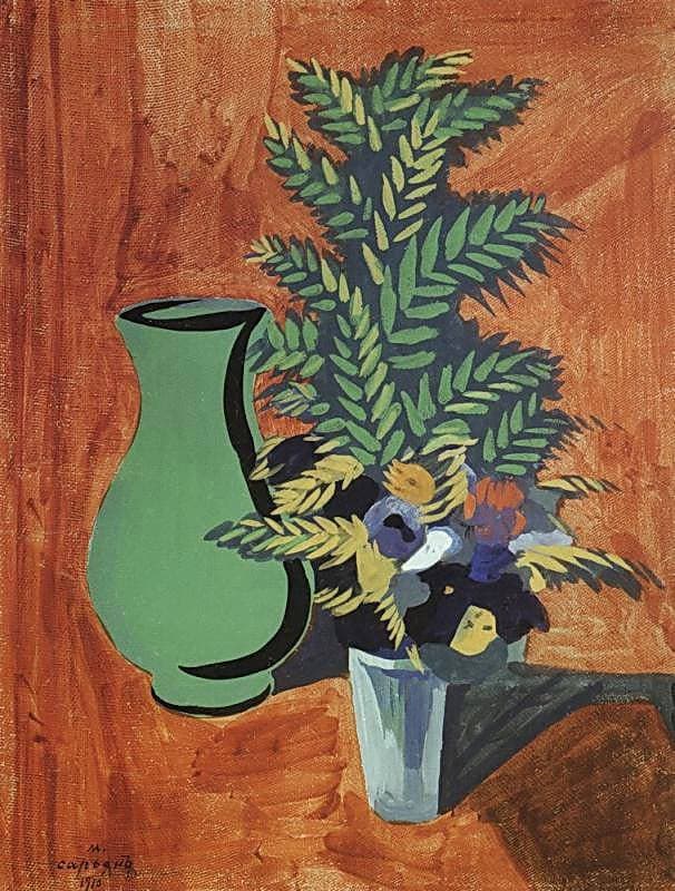 Green jug and bouquet — Martiros Saryan