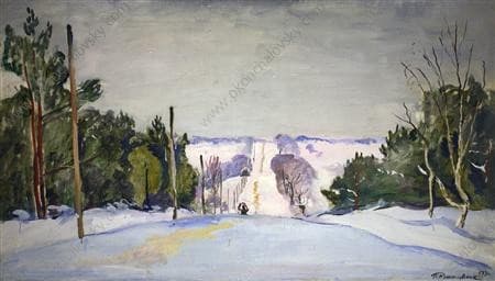 Shosse in winter — Pyotr Konchalovsky