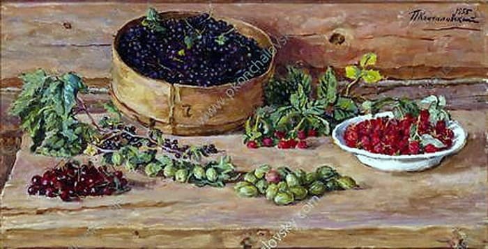 Still Life. Currants on a sieve. — Pyotr Konchalovsky