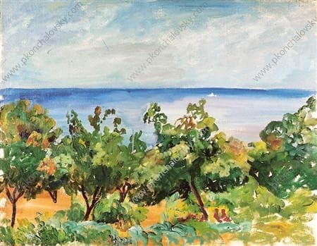 Gurzuf. The trees on the background of the sea. — Pyotr Konchalovsky