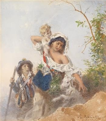 Italian shepherd family — Anton Romako