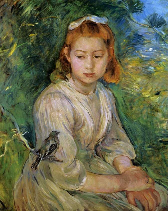 Young Girl with a Bird — Berthe Morisot