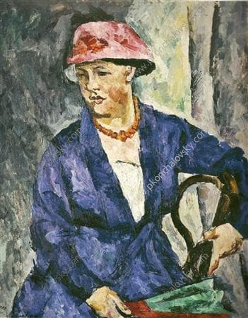 Portrait of Olga Konchalovskaya, wife of the artist, in blue — Pyotr Konchalovsky