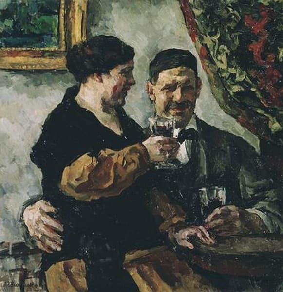 Self-portrait with wife — Pyotr Konchalovsky