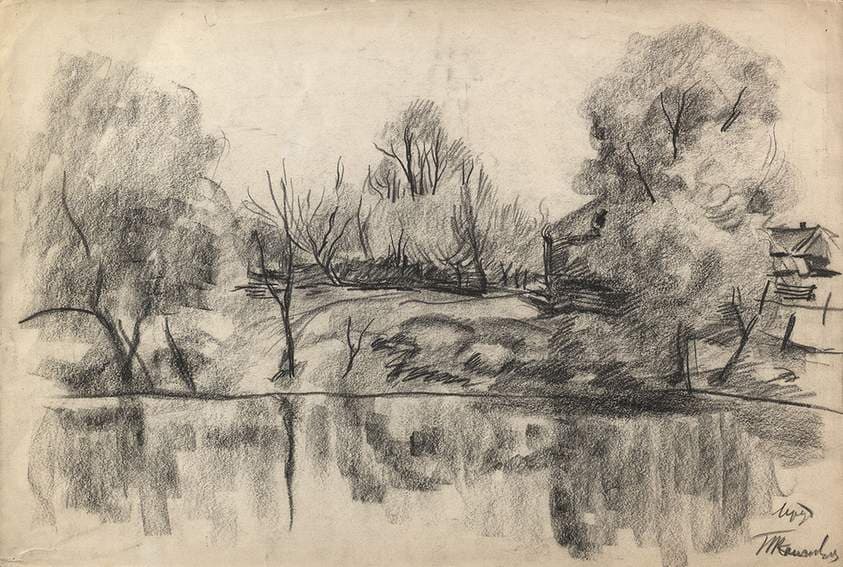 Village pond — Pyotr Konchalovsky