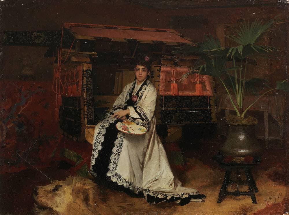 Woman in the oriental living room — Giuseppe De Nittis
