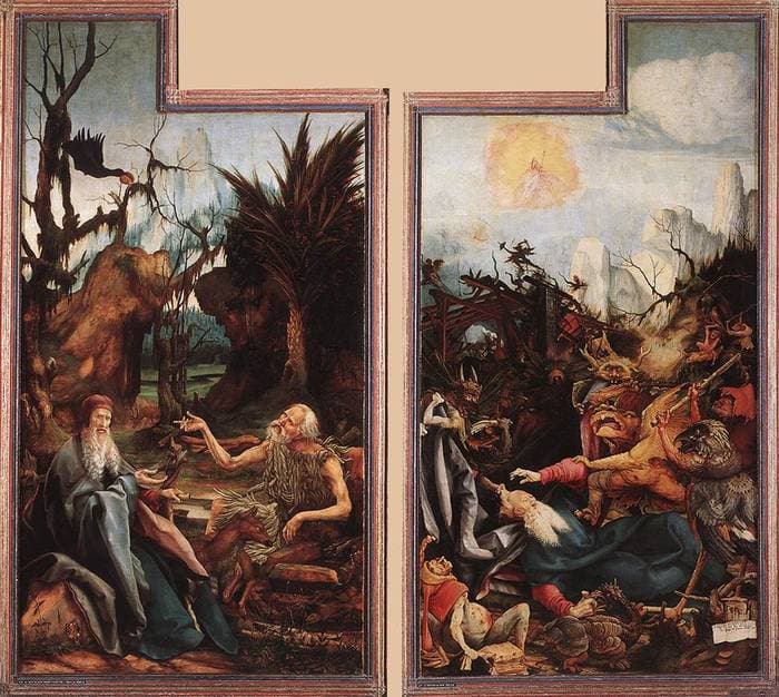 Visit of St. Anthony to St. Paul and Temptation of St. Anthony — Matthias Grünewald