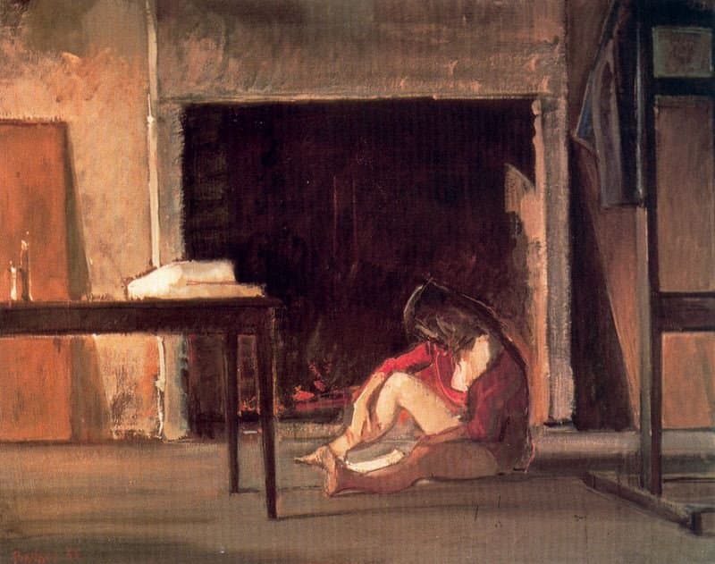 Chassy by the fireplace at workshop — Balthus