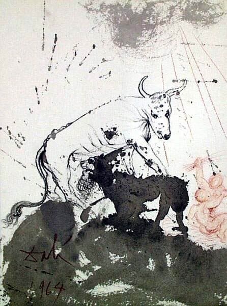 Leo quasi bos comedens paleas (Isaiah 11:7) — Salvador Dalí
