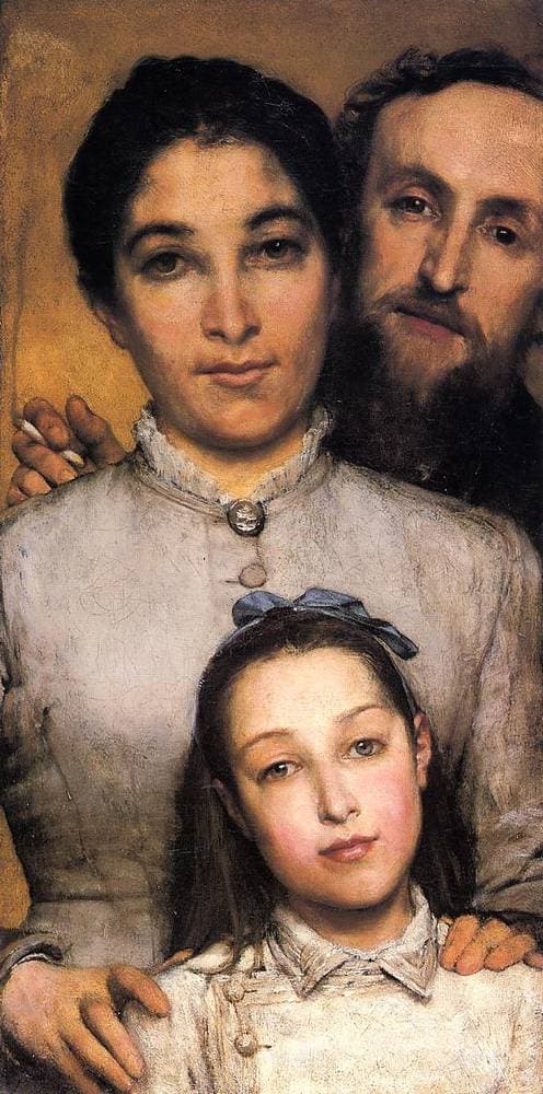 Portrait of Aime Jules Dalou, his Wife and Daughter — Lawrence Alma-Tadema