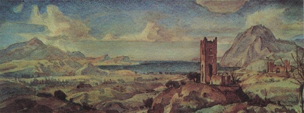 Mountain landscape with sea bay — Konstantin Bogaevsky