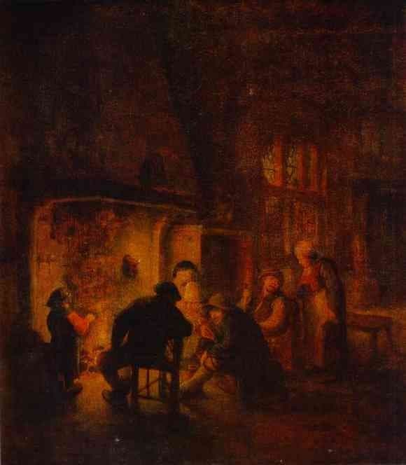 A Talk at Fireplace — Adriaen van Ostade