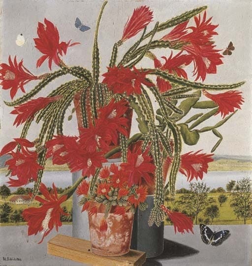 Blühender Schlangenkaktus vor Seelandschaft — Adolf Dietrich
