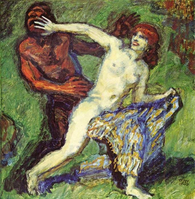 Fishing game (Faun and Nymph) — Franz Stuck