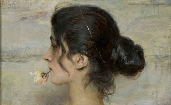 With the rose between the lips — Ettore Tito