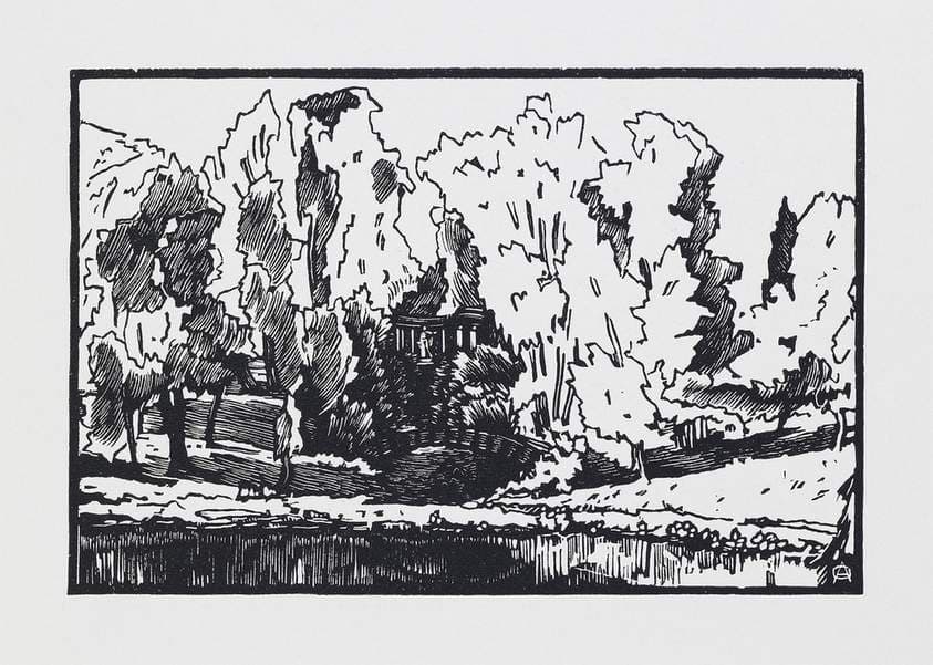 Trees near the "Apollo Colonnade" — Anna Ostroumova-Lebedeva