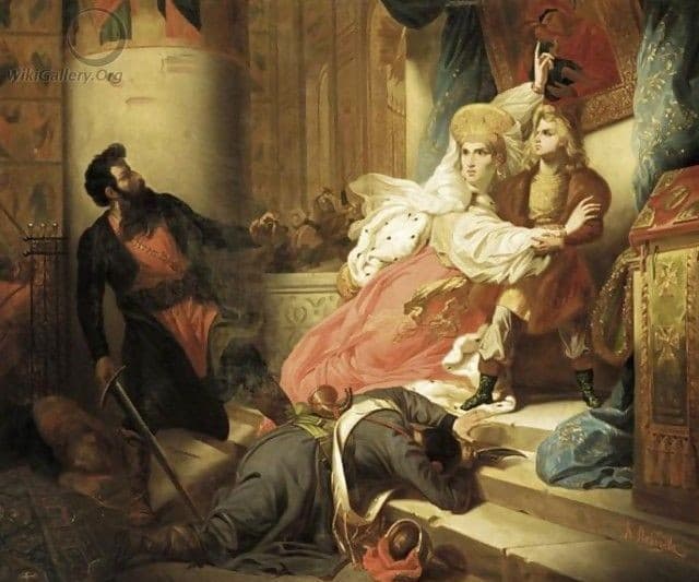 Peter the Great in Childhood Saved by Mother From Rage of Archers — Charles de Steuben