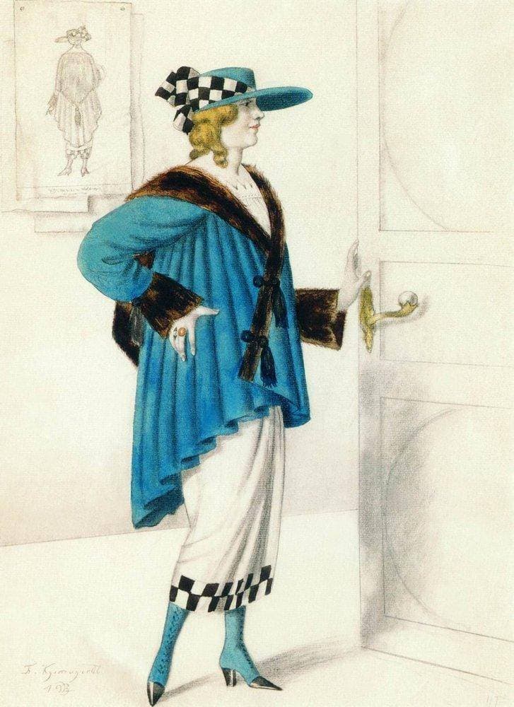 Designs of female costume — Boris Kustodiev
