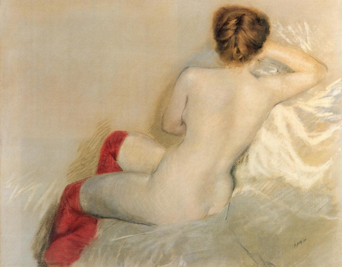 Nude with Red Stockings — Giuseppe De Nittis