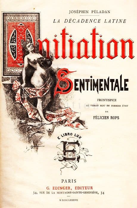 Front Cover of Joséphin Péladan's Novel 'Initiation Sentimentale' — Félicien Rops