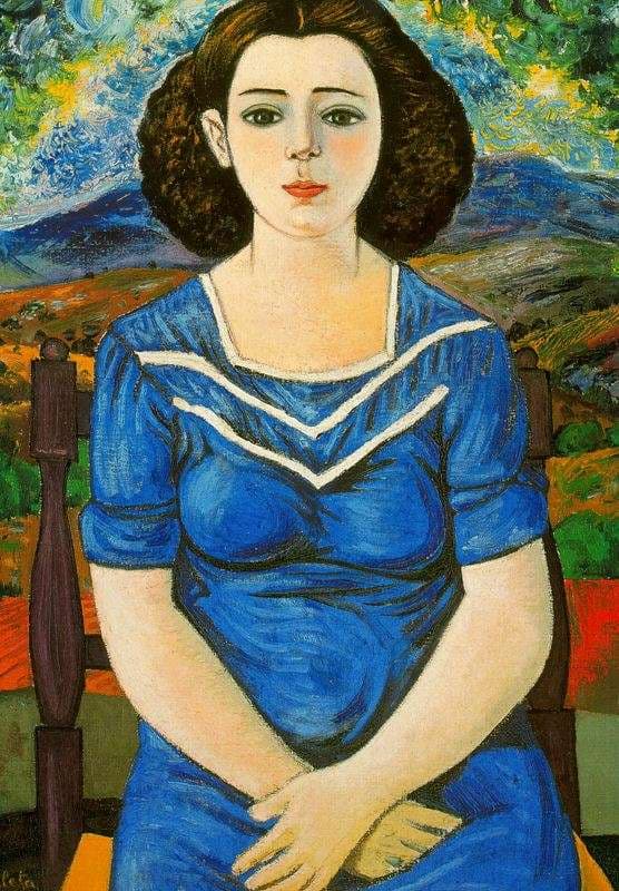 Portrait of seated brunette — Rafael Zabaleta