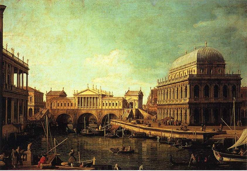 Basilica di Vecenza and the Ponte de Rialto — Canaletto