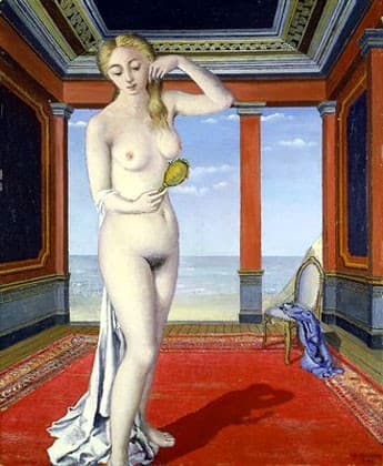 Woman with mirror — Paul Delvaux