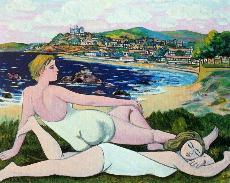 Bathers on the beach in Santander — Rafael Zabaleta