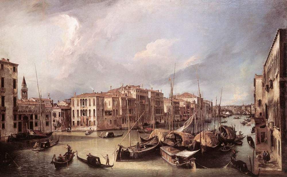 Grand Canal: Looking North East toward the Rialto Bridge — Canaletto