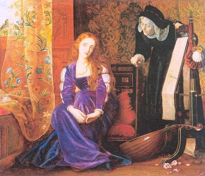 'The Pained Heart', or 'Sigh No More, Ladies', or 'Juliet and her Nurse' — Arthur Hughes