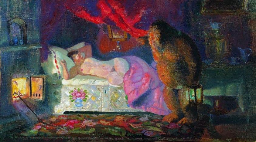 The merchant wife and the brownie — Boris Kustodiev