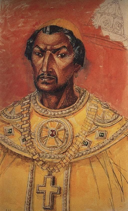Sketch of make-up to the tragedy of Boris Godunov Pushkin's Boris Godunov — Kuzma Petrov-Vodkin