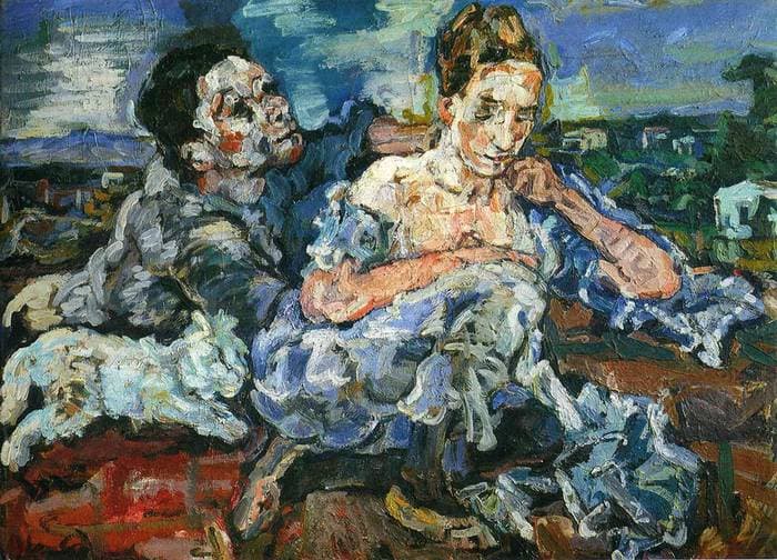 Lovers with Cat — Oskar Kokoschka
