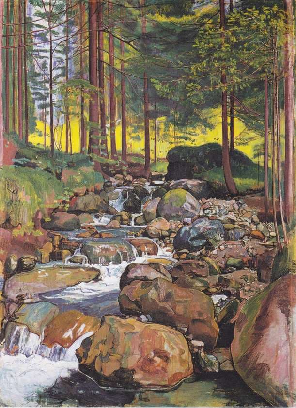 Forest with a mountain stream — Ferdinand Hodler