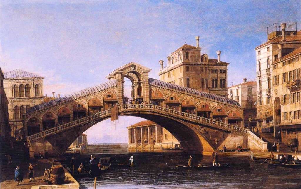 Capriccio of the Rialto Bridge with the Lagoon Beyond — Canaletto