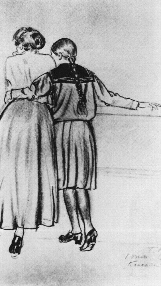 On the bridge (the wife and daughter of the artist) — Boris Kustodiev