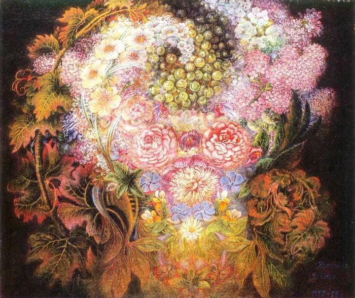 Flowers and viburnum — Kateryna Bilokur
