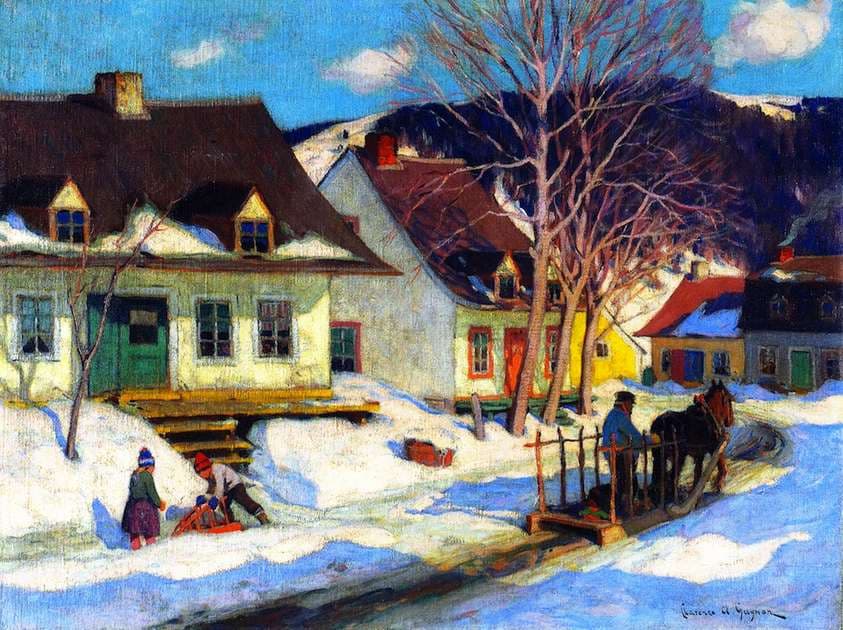 A Quebec Village Street, Winter — Clarence Gagnon
